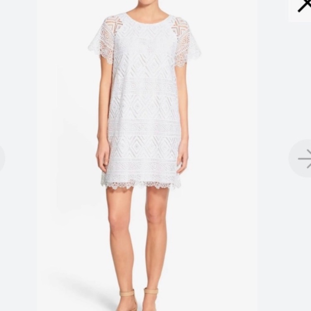 Madewell White Lace Eyelet Shift Dress size 2